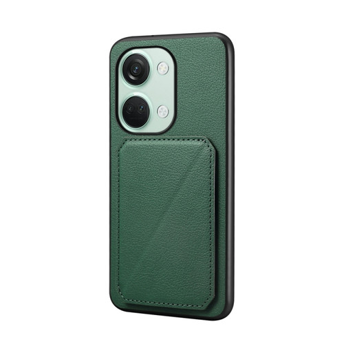 OnePlus Ace 2V D04 Calf Texture Dual Card Slot Holder Phone Case - Green