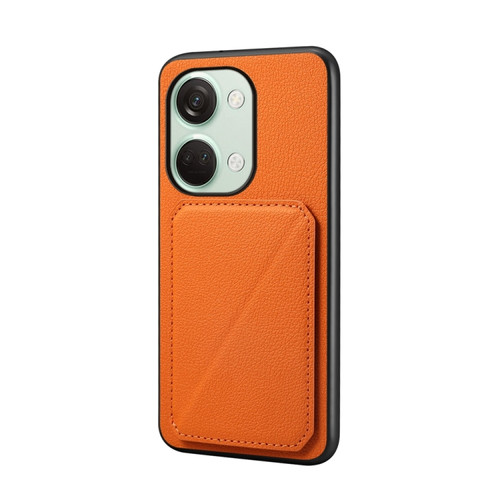 OnePlus Ace 2V D04 Calf Texture Dual Card Slot Holder Phone Case - Orange