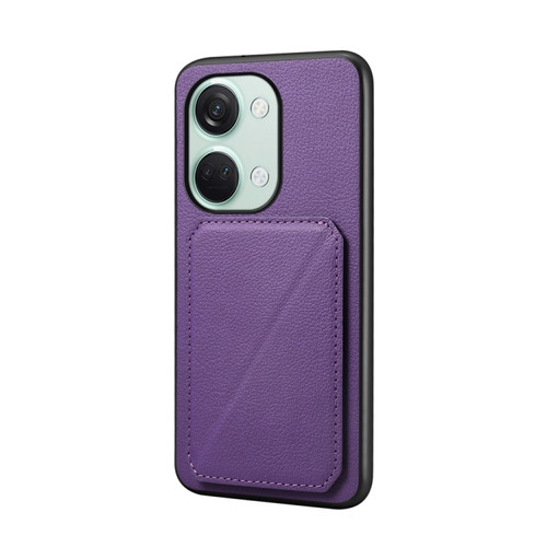 OnePlus Ace 2V D04 Calf Texture Dual Card Slot Holder Phone Case - Purple