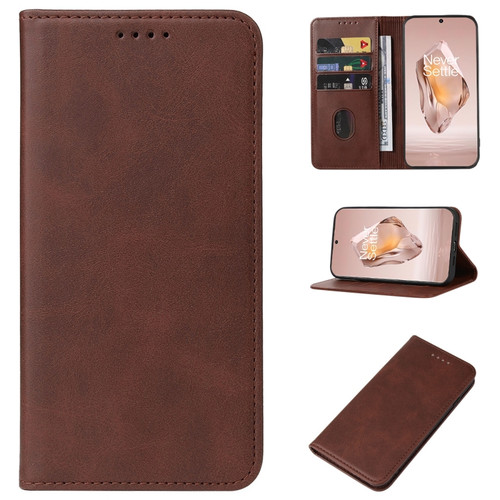 OnePlus Ace 3 / 12R Magnetic Closure Leather Phone Case - Brown
