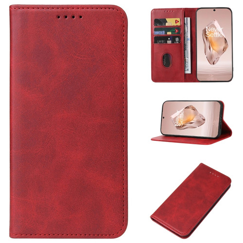 OnePlus Ace 3 / 12R Magnetic Closure Leather Phone Case - Red