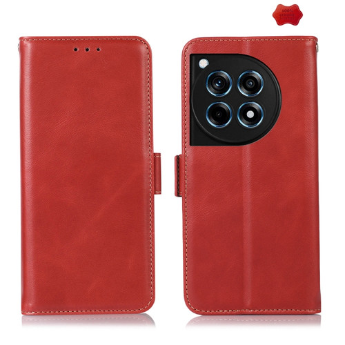 OnePlus Ace 3 / 12R Magnetic Crazy Horse Texture Genuine Leather RFID Phone Case - Red