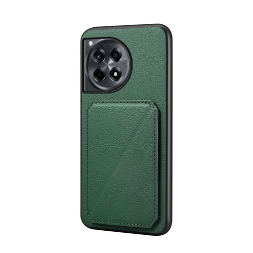 OnePlus Ace 3 D04 Calf Texture Dual Card Slot Holder Phone Case - Green