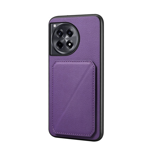 OnePlus Ace 3 D04 Calf Texture Dual Card Slot Holder Phone Case - Purple
