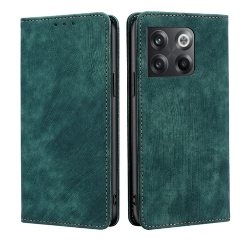 OnePlus Ace Pro 5G RFID Anti-theft Brush Magnetic Leather Phone Case - Green