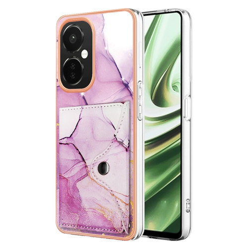 OnePlus CE 3 Lite 5G / Nord N30 Marble Pattern IMD Card Slot Phone Case - Pink Purple Gold