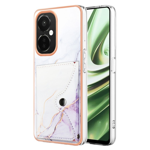 OnePlus CE 3 Lite 5G / Nord N30 Marble Pattern IMD Card Slot Phone Case - White Purple