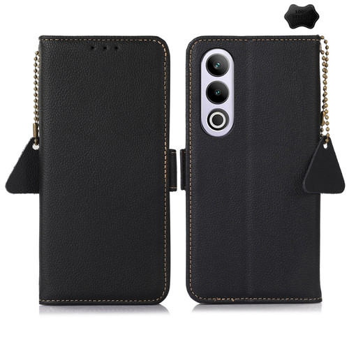OnePlus CE4 5G Global Side-Magnetic TJ Genuine Leather RFID Phone Case - Black