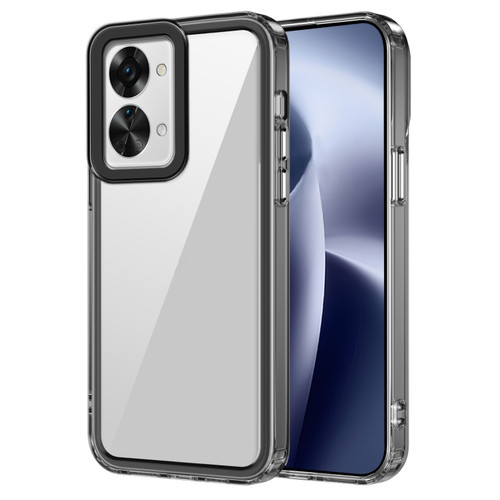 OnePlus Nord 2T 5G Transparent Acrylic + TPU Shockproof Phone Case - Transparent Black