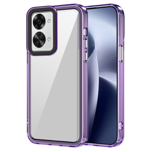 OnePlus Nord 2T 5G Transparent Acrylic + TPU Shockproof Phone Case - Transparent Purple