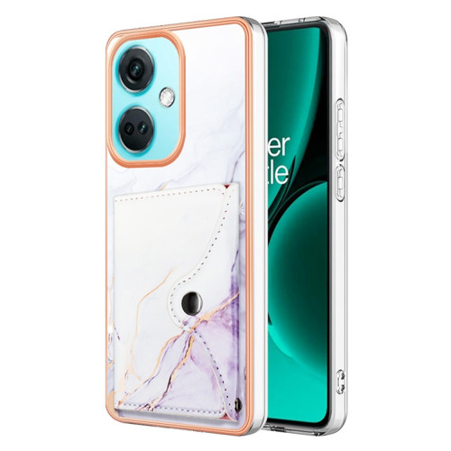 OnePlus Nord CE 3 Marble Pattern IMD Card Slot Phone Case - White Purple