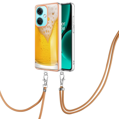 OnePlus Nord CE3 Electroplating Dual-side IMD Phone Case with Lanyard - Draft Beer