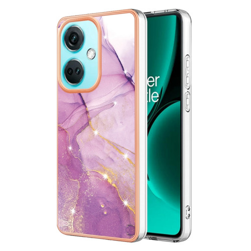 OnePlus Nord CE3 Electroplating Marble Dual-side IMD Phone Case - Purple 001