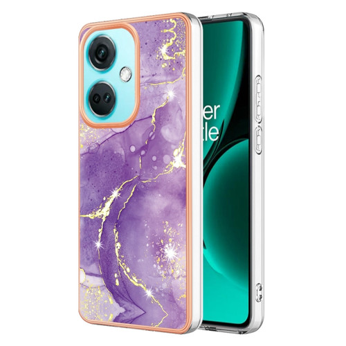 OnePlus Nord CE3 Electroplating Marble Dual-side IMD Phone Case - Purple 002
