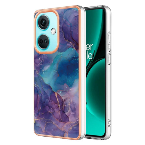 OnePlus Nord CE3 Electroplating Marble Dual-side IMD Phone Case - Purple 016