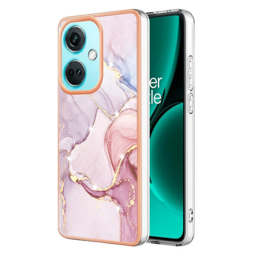 OnePlus Nord CE3 Electroplating Marble Dual-side IMD Phone Case - Rose Gold 005