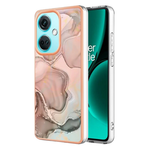 OnePlus Nord CE3 Electroplating Marble Dual-side IMD Phone Case - Rose Gold 015