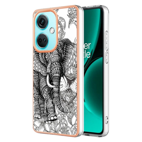 OnePlus Nord CE3 Electroplating Marble Dual-side IMD Phone Case - Totem Elephant