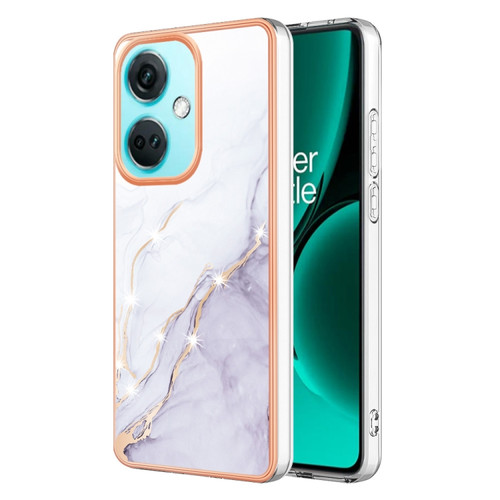 OnePlus Nord CE3 Electroplating Marble Dual-side IMD Phone Case - White 006