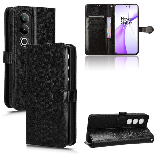 OnePlus Nord CE4 5G Global Honeycomb Dot Texture Leather Phone Case - Black