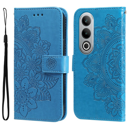 OnePlus Nord CE4 7-petal Flowers Embossing Leather Phone Case - Blue