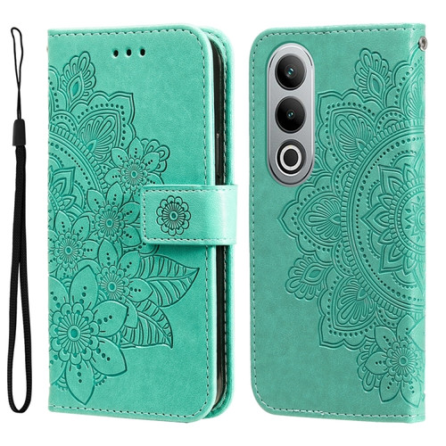 OnePlus Nord CE4 7-petal Flowers Embossing Leather Phone Case - Green