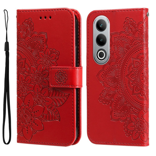 OnePlus Nord CE4 7-petal Flowers Embossing Leather Phone Case - Red