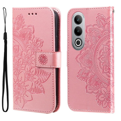 OnePlus Nord CE4 7-petal Flowers Embossing Leather Phone Case - Rose Gold