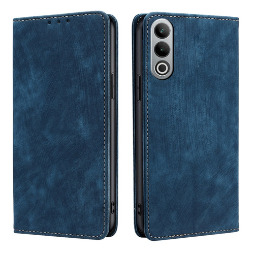 OnePlus Nord CE4 RFID Anti-theft Brush Magnetic Leather Phone Case - Blue