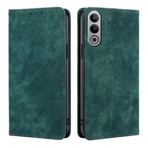OnePlus Nord CE4 RFID Anti-theft Brush Magnetic Leather Phone Case - Green