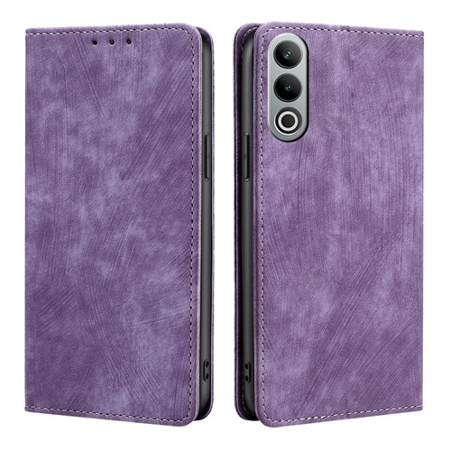 OnePlus Nord CE4 RFID Anti-theft Brush Magnetic Leather Phone Case - Purple