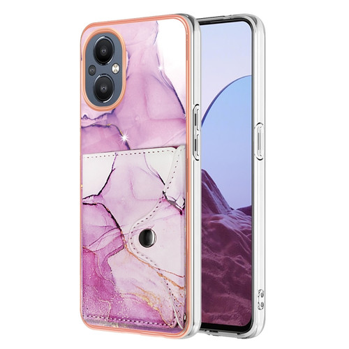 OnePlus Nord N20 5G Marble Pattern IMD Card Slot Phone Case - Pink Purple Gold