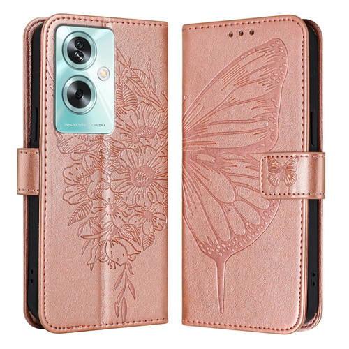 OnePlus Nord N30 SE Embossed Butterfly Leather Phone Case - Rose Gold