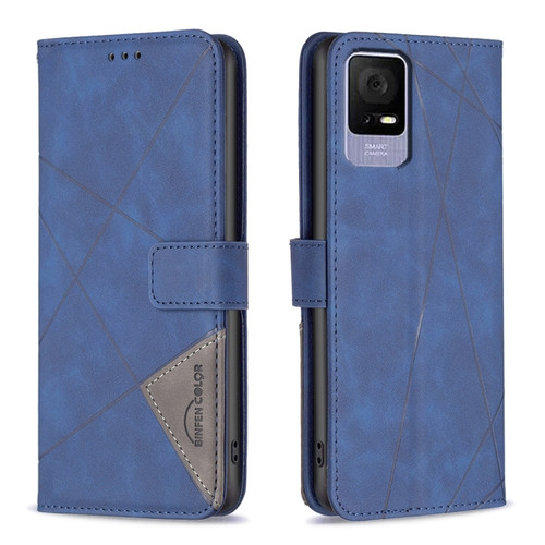 TCL 40 SE Magnetic Buckle Rhombus Texture Leather Phone Case - Blue