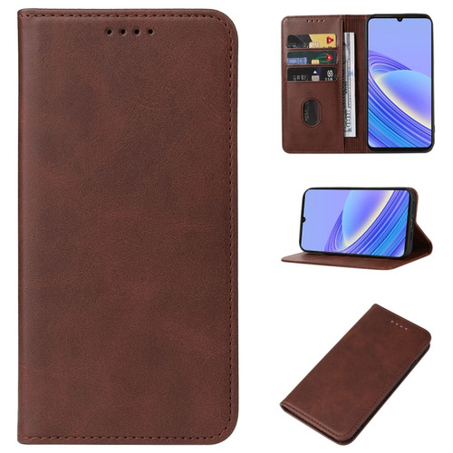 TCL 40 SE Magnetic Closure Leather Phone Case - Brown