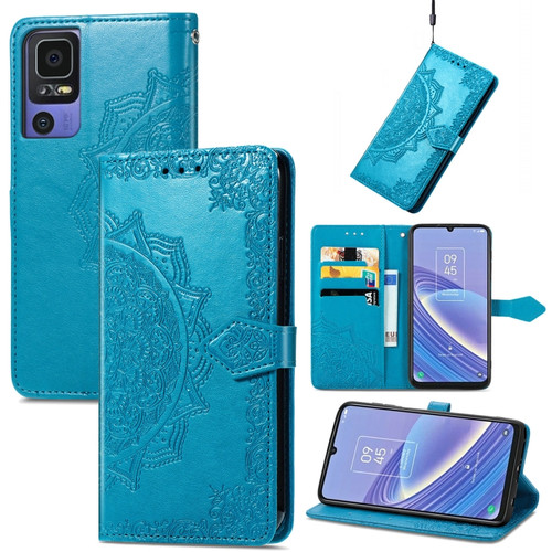 TCL 40 SE Mandala Flower Embossed Leather Phone Case - Blue
