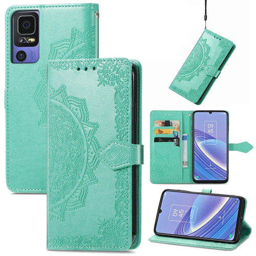 TCL 40 SE Mandala Flower Embossed Leather Phone Case - Green