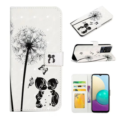 TCL 40 SE Oil Embossed 3D Drawing Leather Phone Case - Couple Dandelion