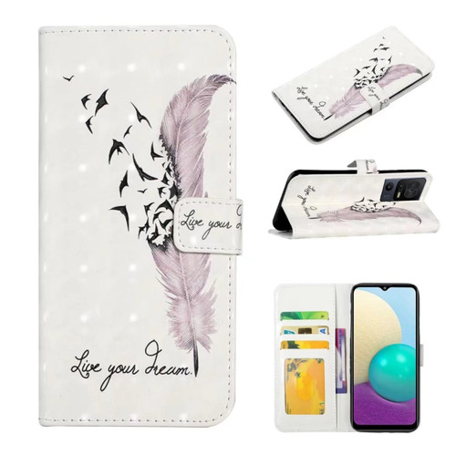 TCL 40 SE Oil Embossed 3D Drawing Leather Phone Case - Feather