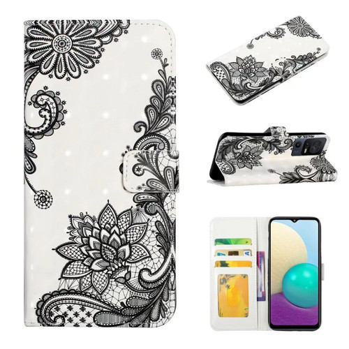 TCL 40 SE Oil Embossed 3D Drawing Leather Phone Case - Lace Flower