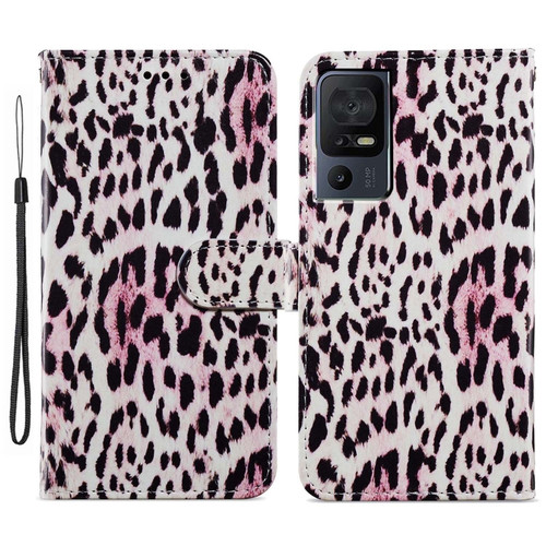 TCL 40 SE Painted Pattern Horizontal Flip Leather Phone Case - Leopard