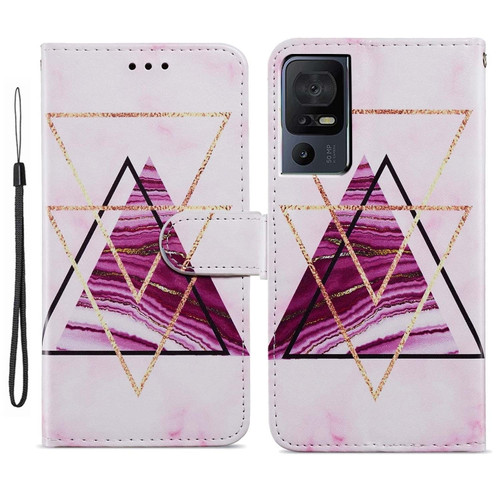 TCL 40 SE Painted Pattern Horizontal Flip Leather Phone Case - Marble