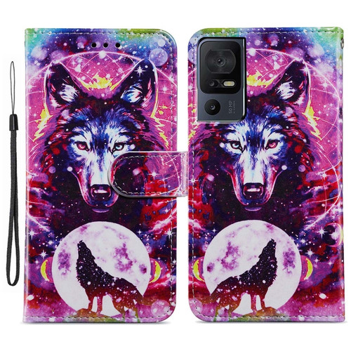 TCL 40 SE Painted Pattern Horizontal Flip Leather Phone Case - Wolf Totem