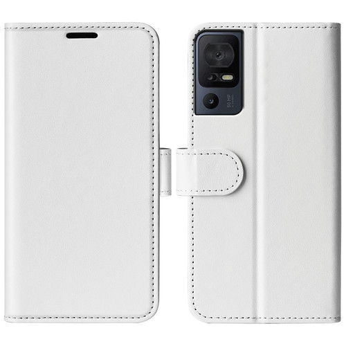 TCL 40 SE R64 Texture Horizontal Flip Leather Phone Case - White