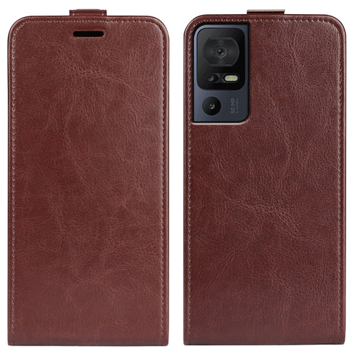 TCL 40 SE R64 Texture Vertical Flip Leather Phone Case - Brown