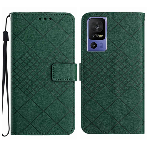 TCL 40 SE Rhombic Grid Texture Leather Phone Case - Green