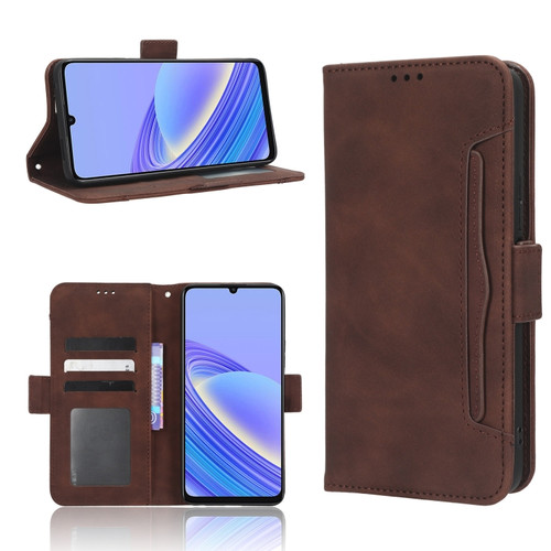 TCL 40 SE Skin Feel Calf Texture Card Slots Leather Phone Case - Brown