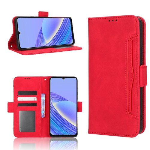 TCL 40 SE Skin Feel Calf Texture Card Slots Leather Phone Case - Red