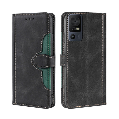 TCL 40 SE Skin Feel Magnetic Buckle Leather Phone Case - Black