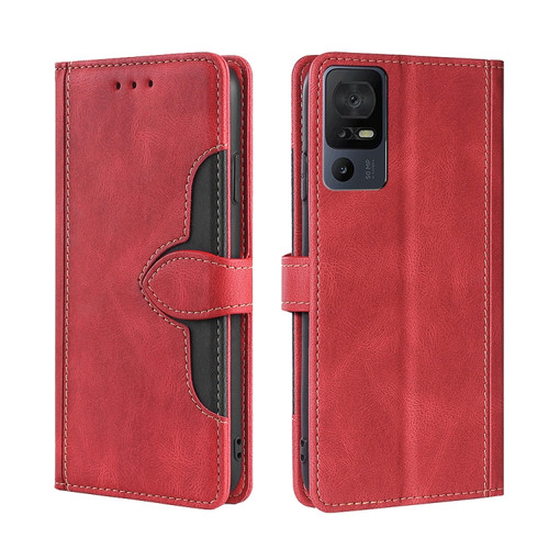 TCL 40 SE Skin Feel Magnetic Buckle Leather Phone Case - Red